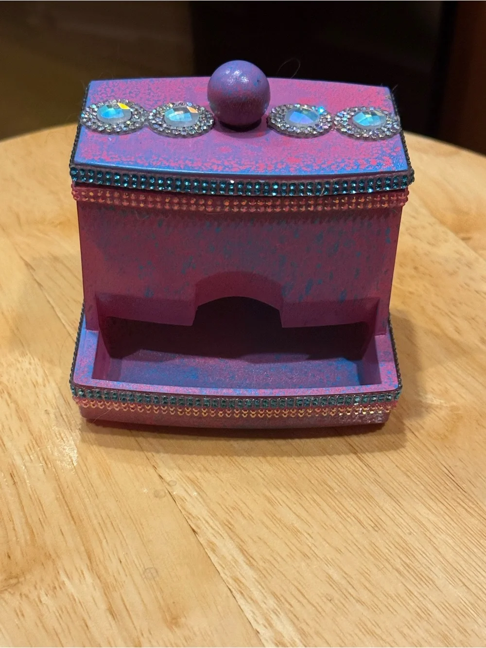 Pink & Teal blue Qtip Dispenser with rhinestone accents! NEW!